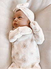 Load image into Gallery viewer, Luna + Luca Floral Baby Girl Bamboo Knotted Gown + Bow
