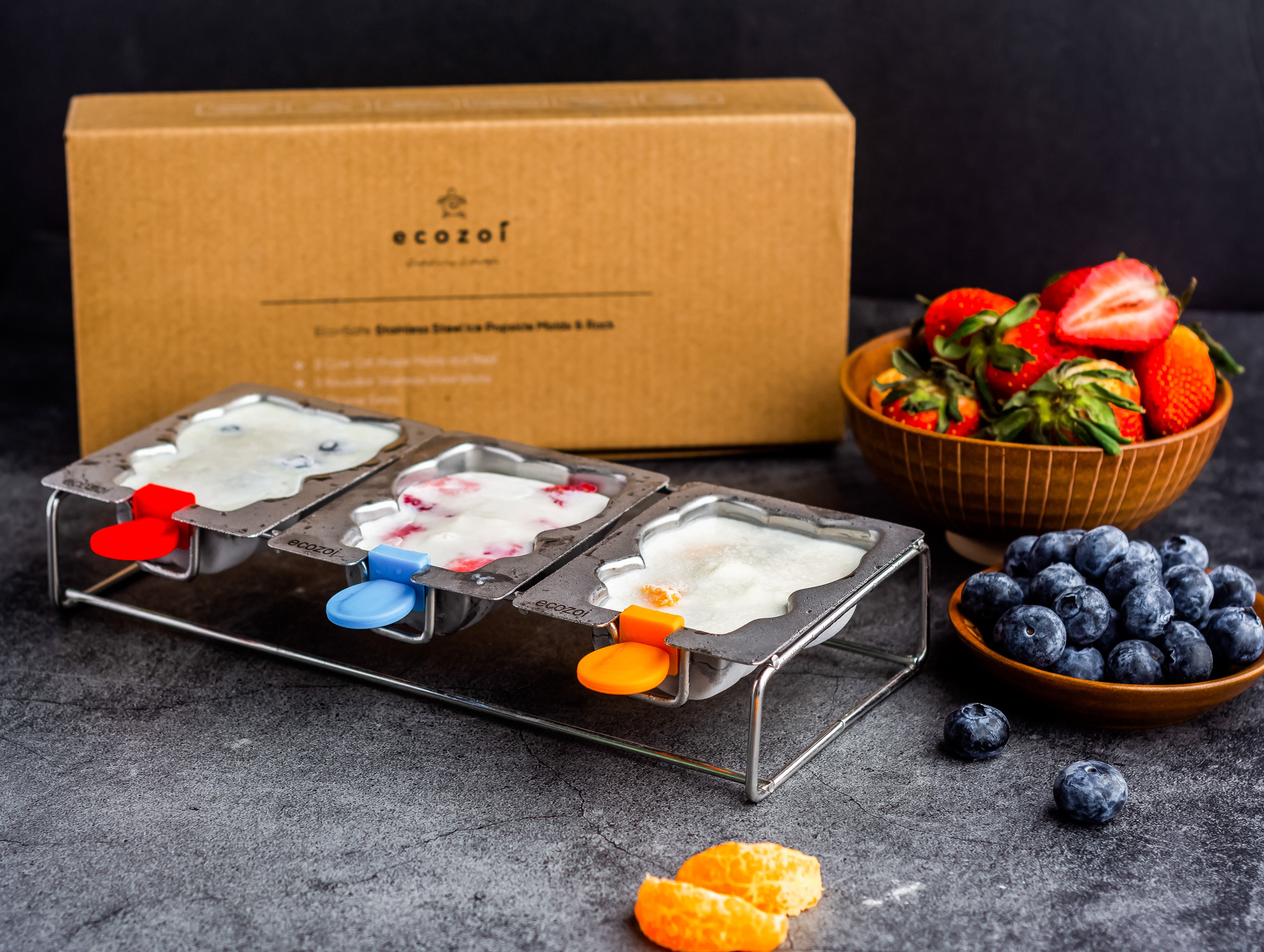 Ecozoi Stainless Steel Popsicle Molds, Cat Molds with Reusable Steel Sticks - Thumbnail 4