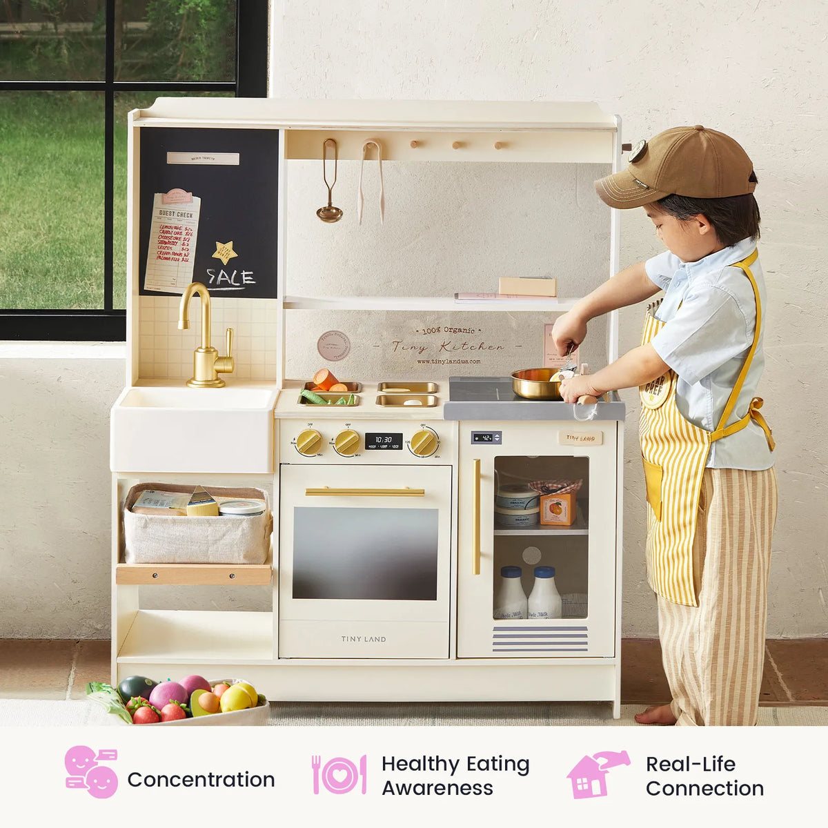 Tiny Land BistroSwitch Play Kitchen – 2-in-1 Kitchen & Bistro Pretend Play Set