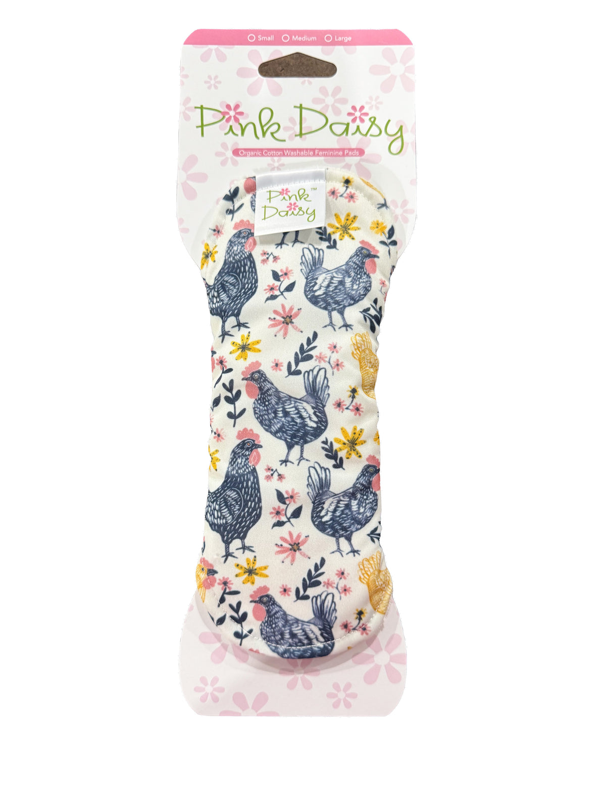 Pink Daisy Reusable Cloth Menstrual Pads – Organic Cotton Velour Top, Snap-On