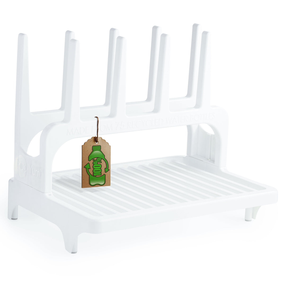 PopYum Space-Saving Baby Bottle Drying Rack – Glacier White, Made from Recycled Bottles