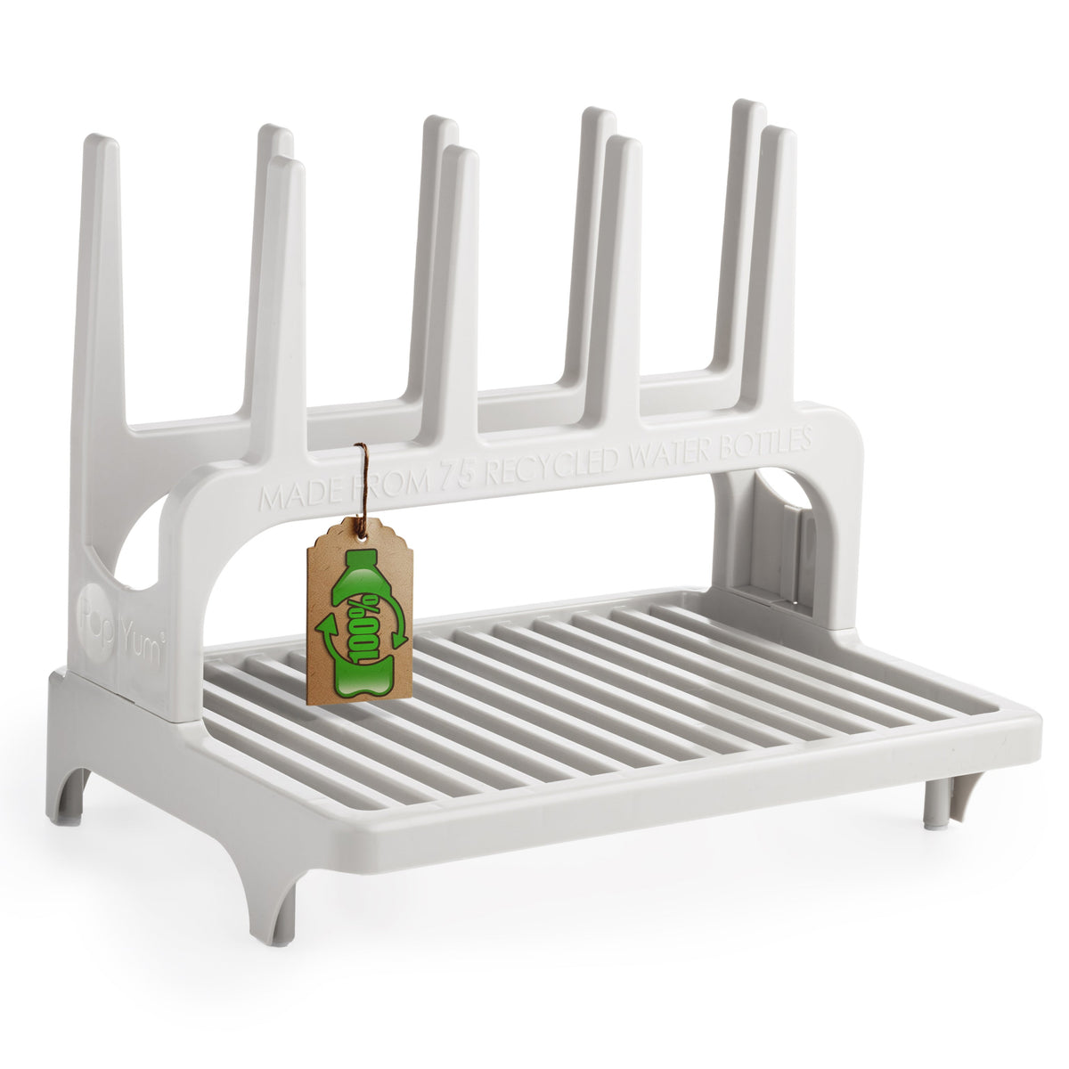 PopYum Space-Saving Baby Bottle Drying Rack – Seattle Gray, Made from Recycled Bottles