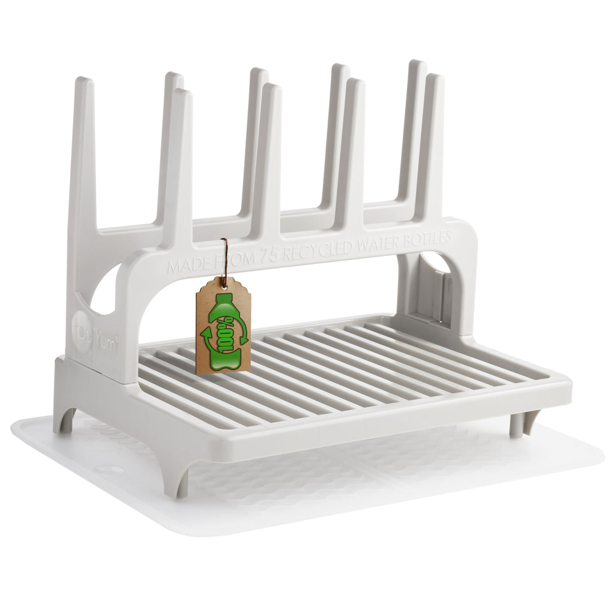 PopYum Space-Saving Baby Bottle Drying Rack with Silicone Mat – Seattle Gray, Made from Recycled Bottles