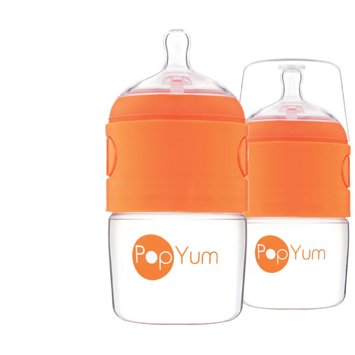 PopYum 5oz Anti-Colic Formula-Making Baby Bottles, 2-Pack – Orange, #1 Slow Flow Nipples