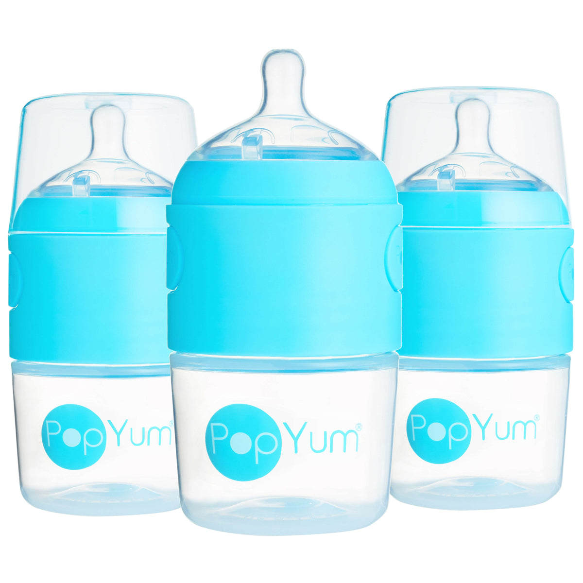 PopYum 5oz Anti-Colic Formula-Making Baby Bottles, 3-Pack – Blue, #1 Slow Flow Nipples