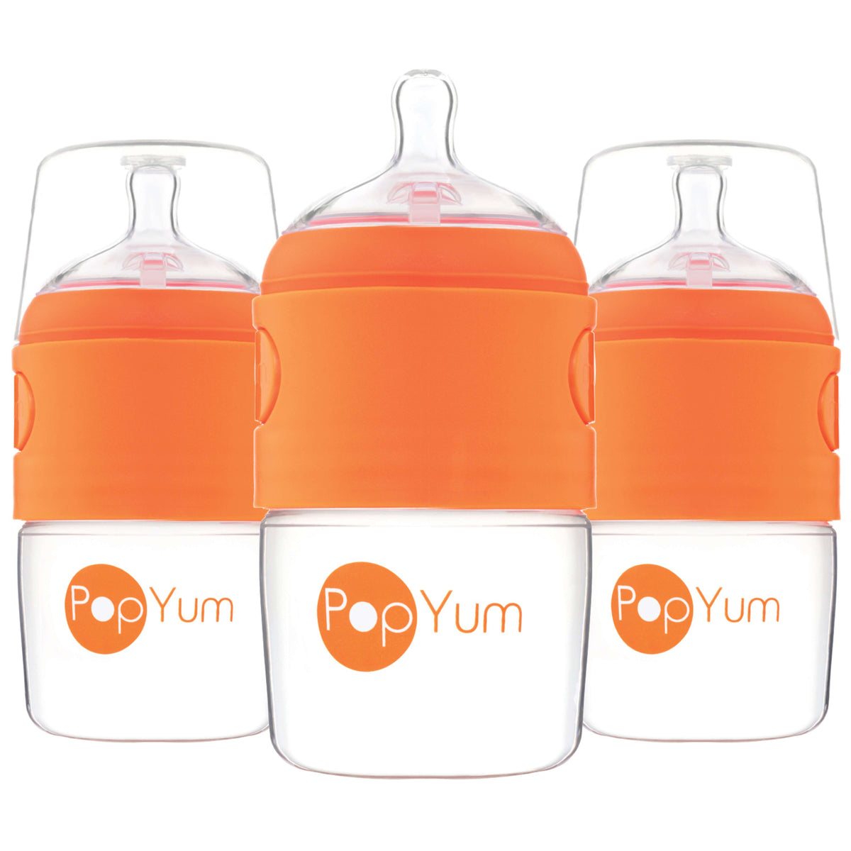 PopYum 5oz Anti-Colic Formula-Making Baby Bottles, 3-Pack – Orange, #1 Slow Flow Nipples