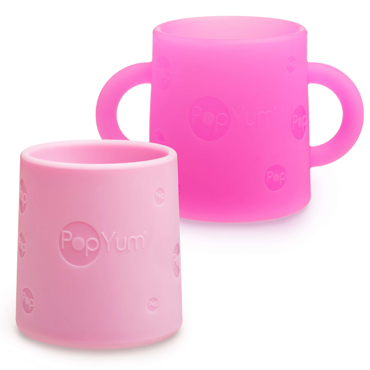 PopYum 5oz Silicone Training Cups, 2-Pack – Electric Purple & Orchid Pink (6+ Months)