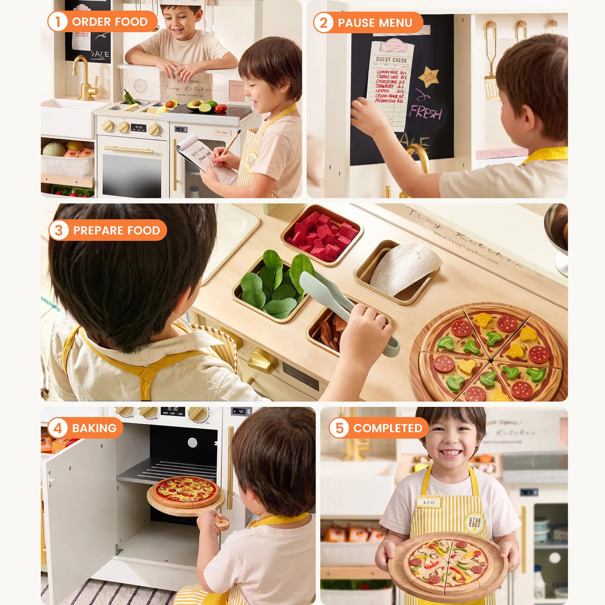 Tiny Land BistroSwitch Play Kitchen – 2-in-1 Kitchen & Bistro Pretend Play Set