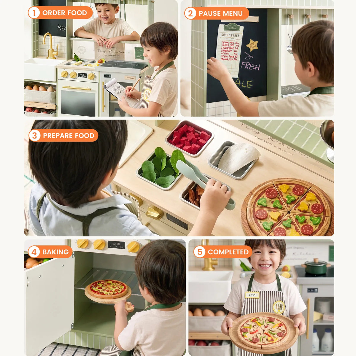 Tiny Land BistroSwitch Play Kitchen – 2-in-1 Kitchen & Bistro Pretend Play Set