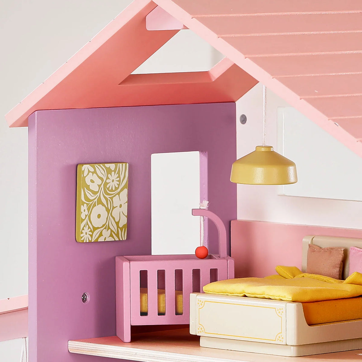 Tiny Land® Sweetwood Edge Wooden Dollhouse with Furniture – 3-Story 1:12 Scale Dollhouse, Green or Pink, Ages 3+