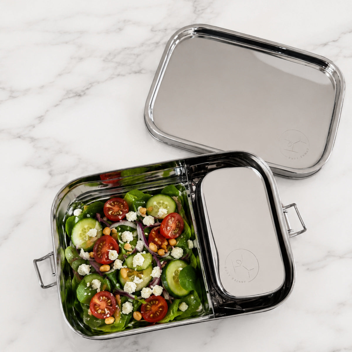 Busy Benny 100% Stainless Steel Leakproof Lunch Box (1,400 mL) with Inner Snack Box & Divider