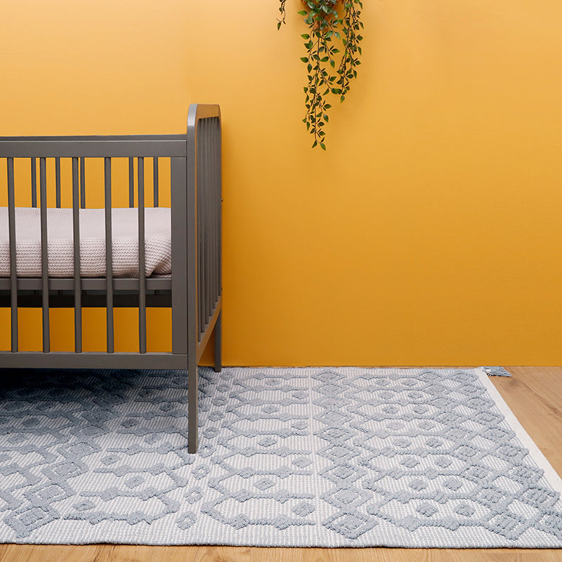 Blonder Hand-Woven Cotton Kids' Rug – Grey