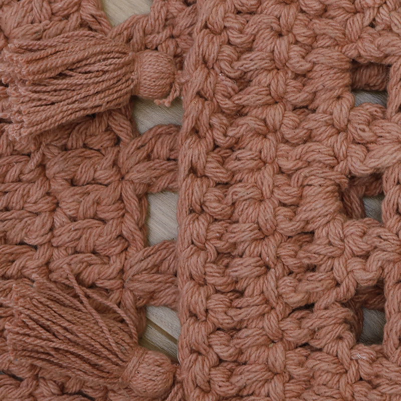 Nila Hand-Crocheted Round Cotton Rug with Pompoms – Cork