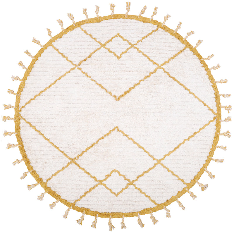 Côme Round Cotton Kids' Rug with Braided Edge – Natural Mango