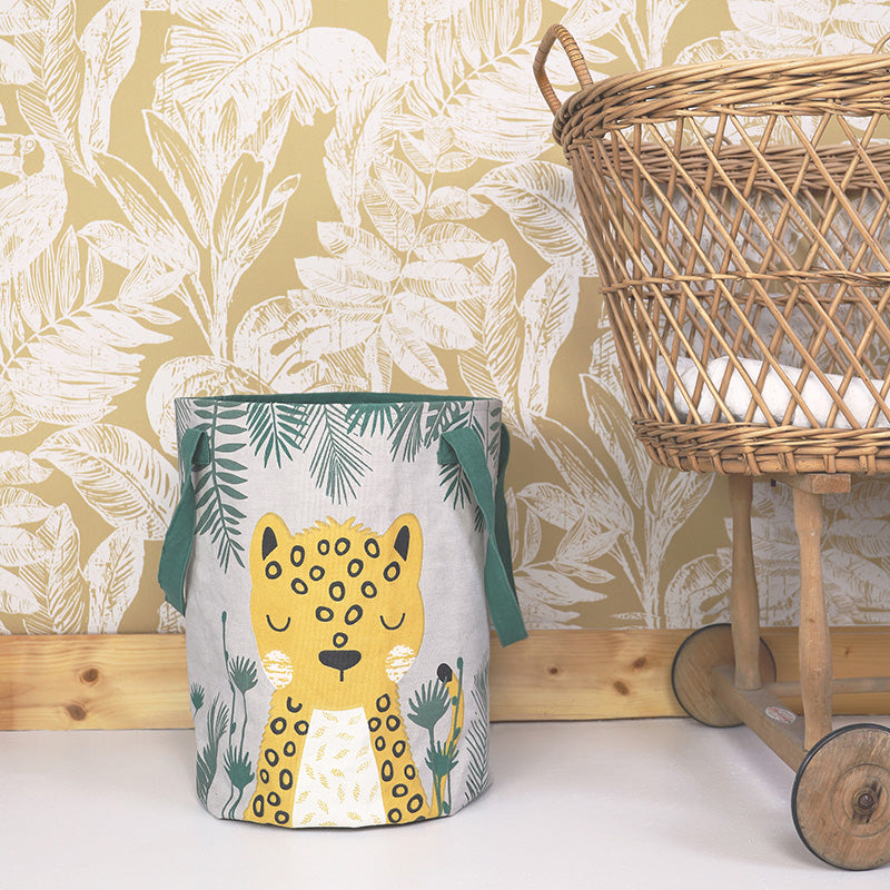 Sören Nature-Print Cotton Storage Basket, 12" × 16"