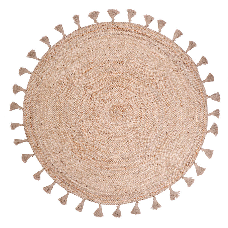 Else Round Jute Rug with Pompoms