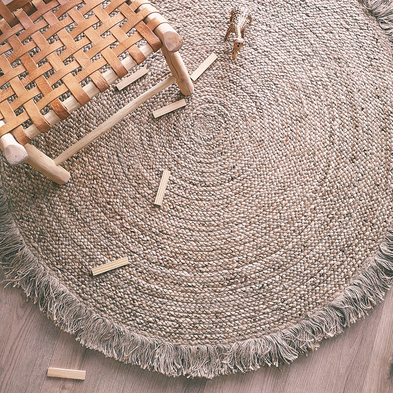 Terra Large Round Jute Rug with Fringe, 4'7" (55")