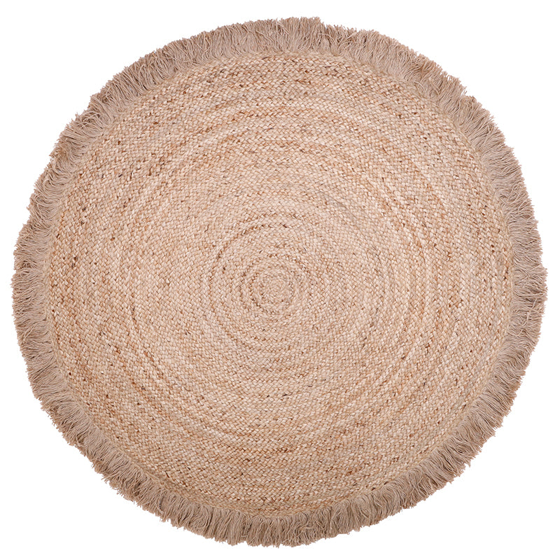 Terra Large Round Jute Rug with Fringe, 4'7" (55")