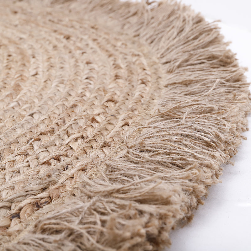 Terra Large Round Jute Rug with Fringe, 4'7" (55")
