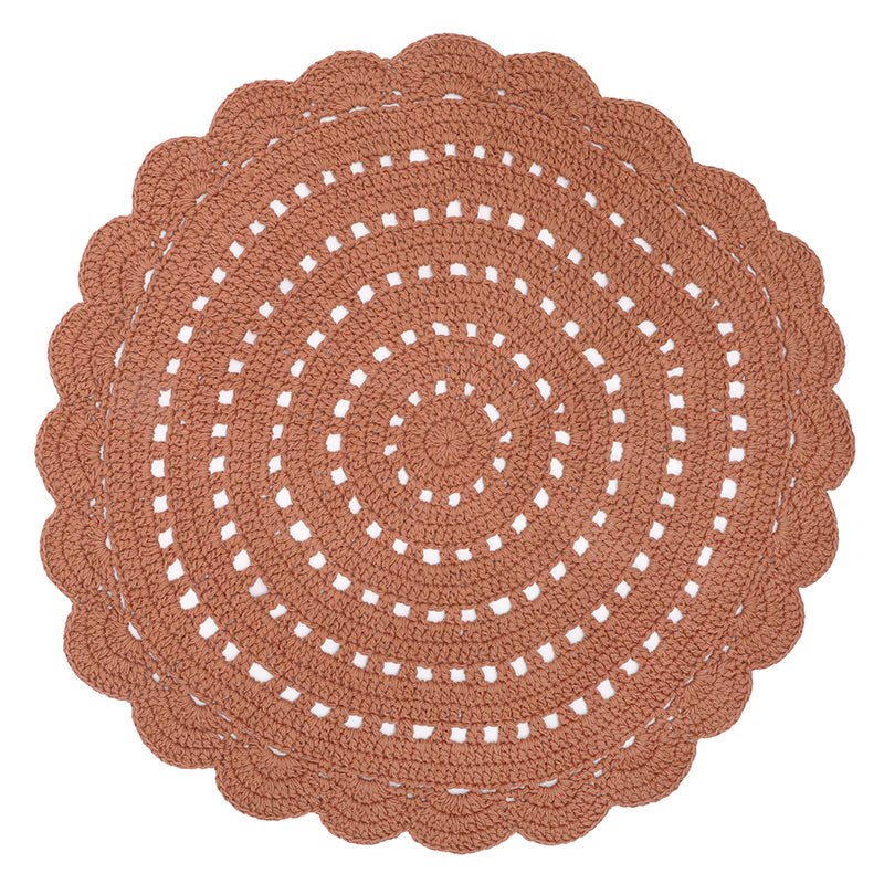 Alma Hand-Crocheted Round Cotton Rug – Amber