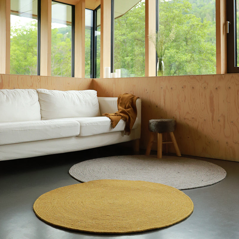Neethu Round Felted Wool Rug – Mango, Medium