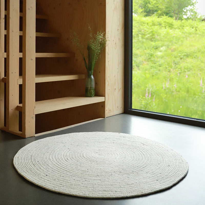 Neethu Round Felted Wool Rug – Natural, Medium