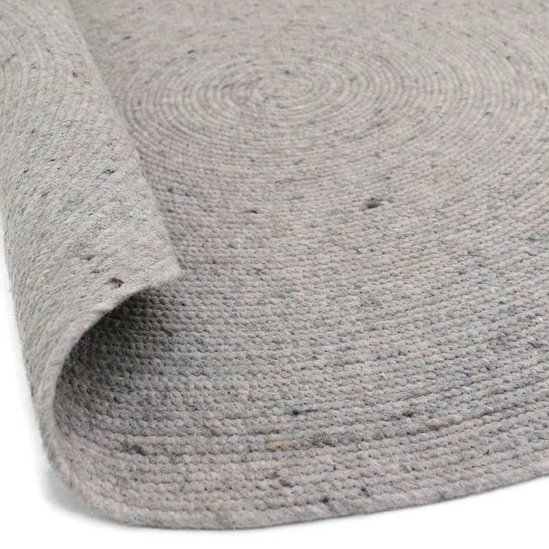 Neethu Round Felted Wool Rug – Grey, Small