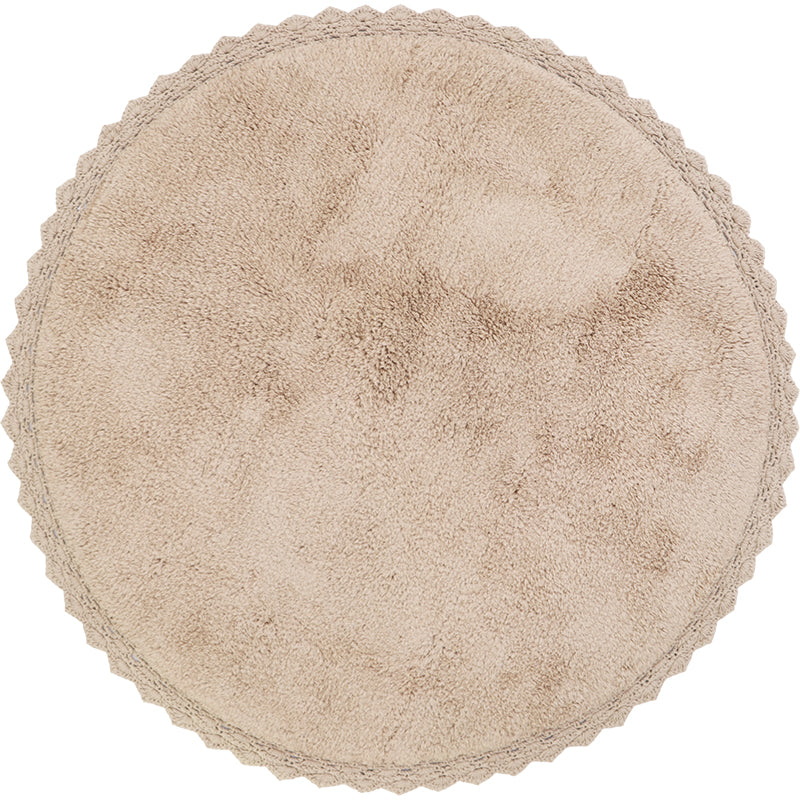 Perla Crochet-Finish Round Cotton Rug – Nude, 3'7" (43")