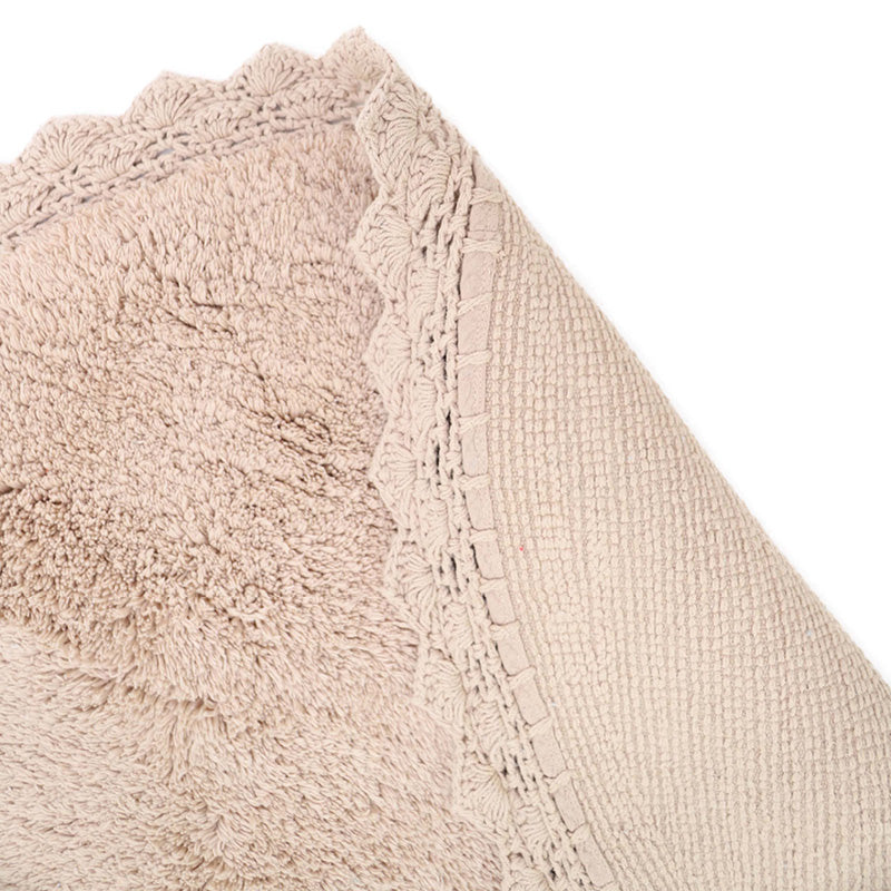 Perla Crochet-Finish Round Cotton Rug – Nude, 3'7" (43")