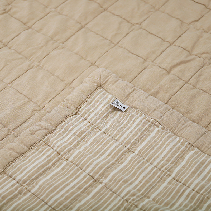 Anna Reversible Washed Cotton Baby Blanket – Caramel, Small