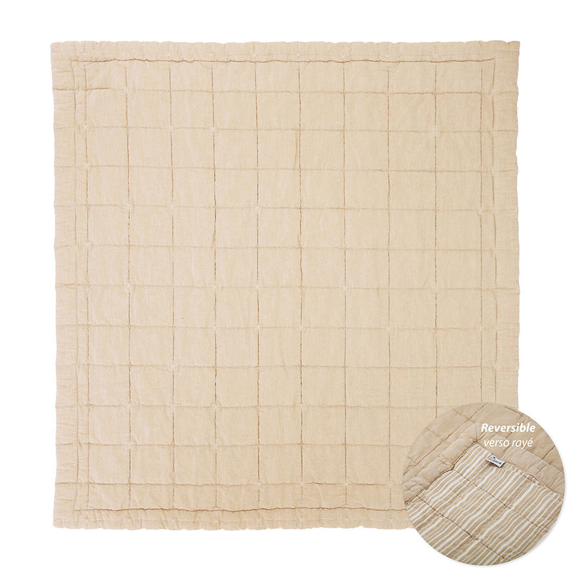 Anna Reversible Washed Cotton Baby Blanket – Caramel, Small