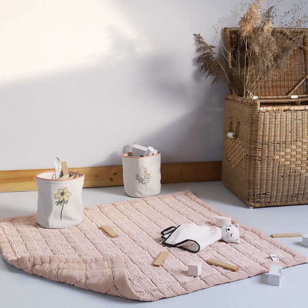 Anna Reversible Washed Cotton Baby Blanket – Terracotta, Medium