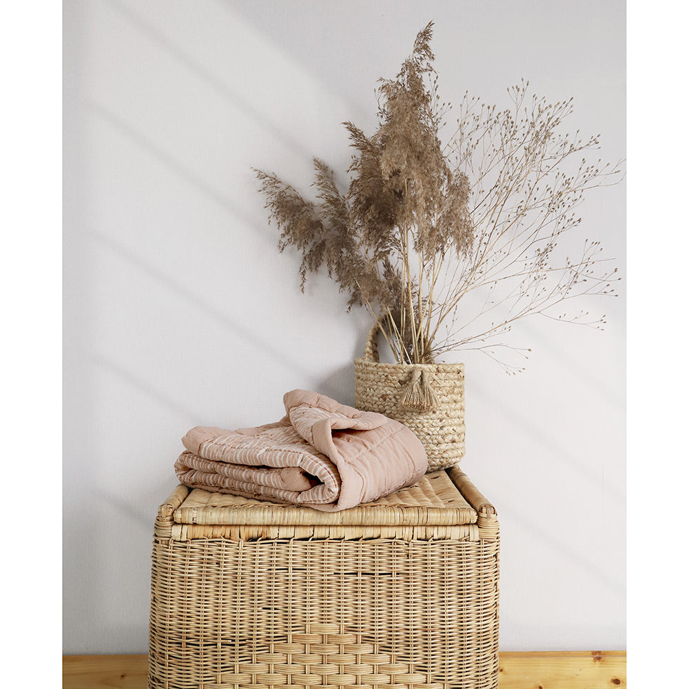Anna Reversible Washed Cotton Baby Blanket – Terracotta, Medium