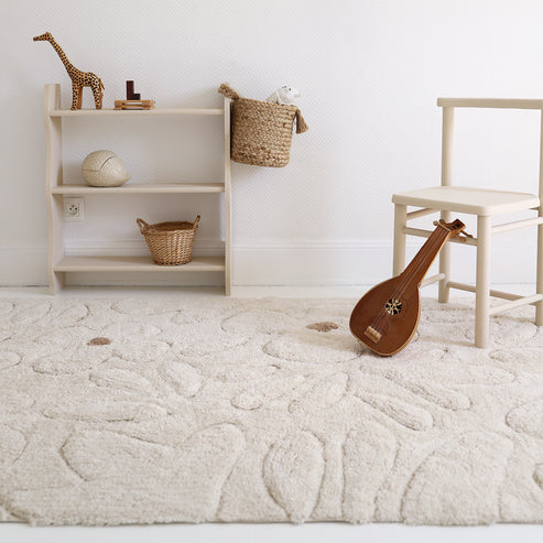 Gentle Flora Washable Cotton Kids' Rug with Flowers