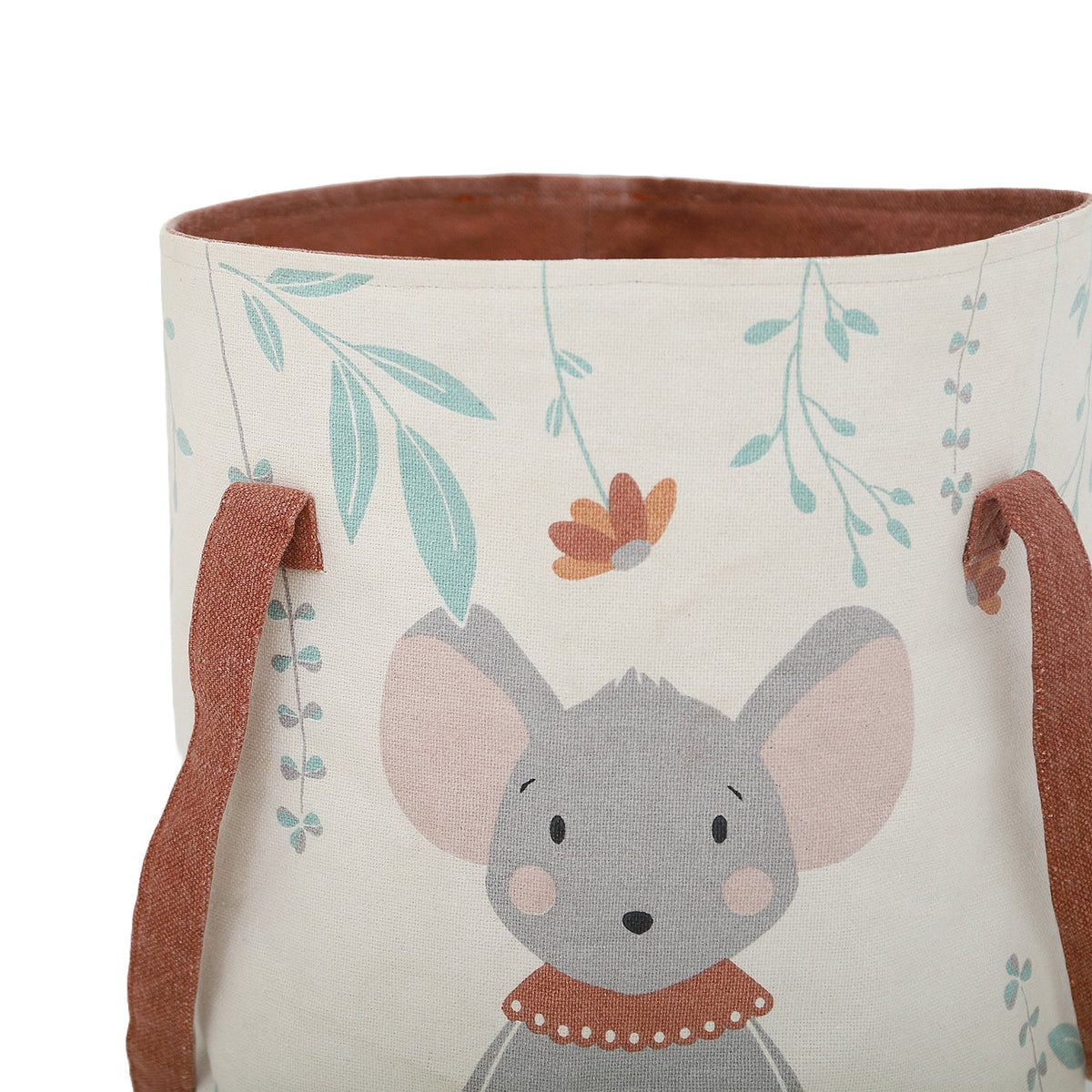 Poly Cotton Storage Basket with Mouse Print, 12" × 16"