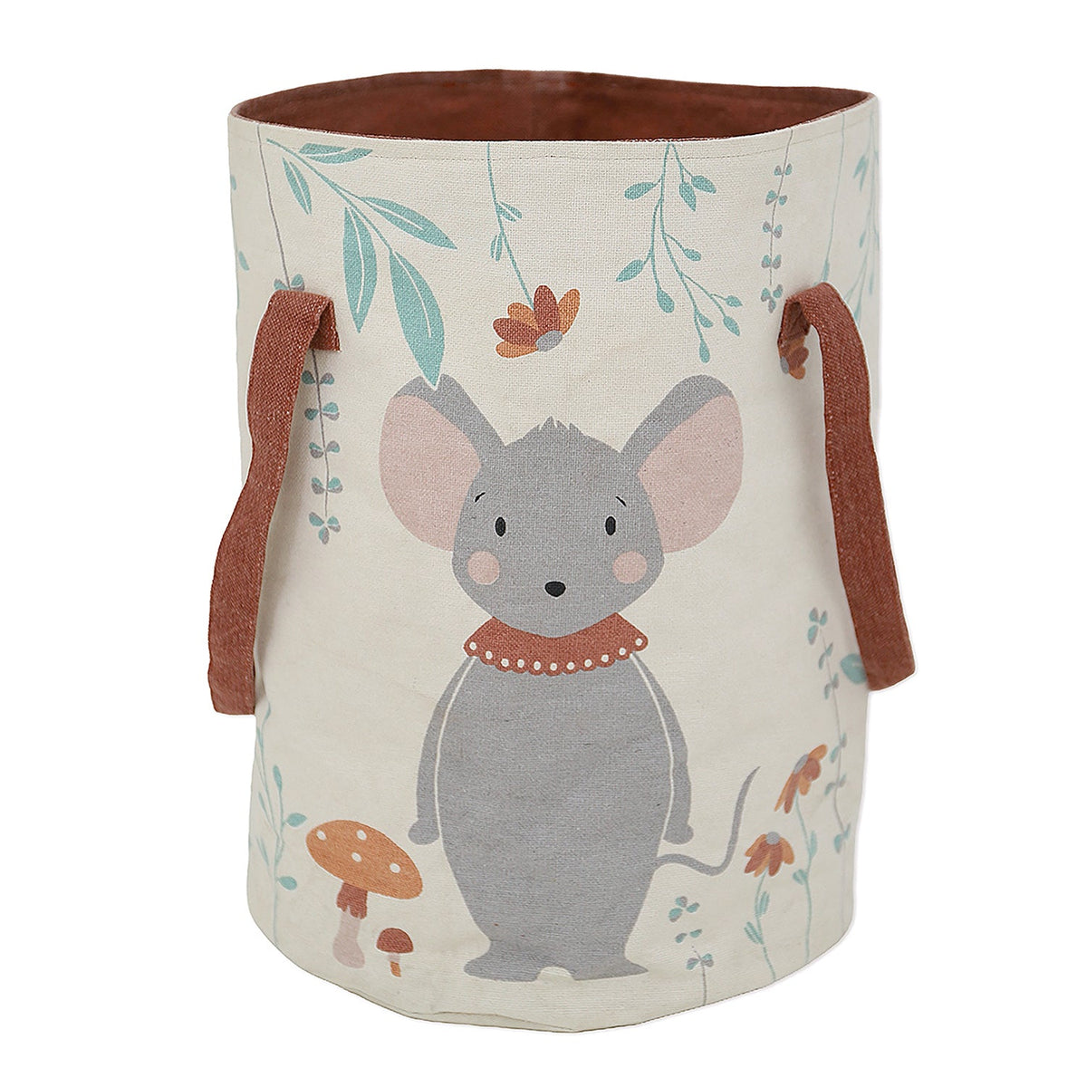 Poly Cotton Storage Basket with Mouse Print, 12" × 16"