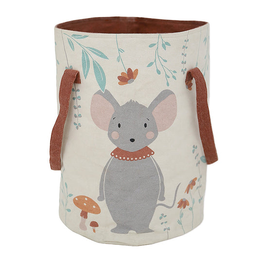 Poly Cotton Storage Basket with Mouse Print, 12" × 16"