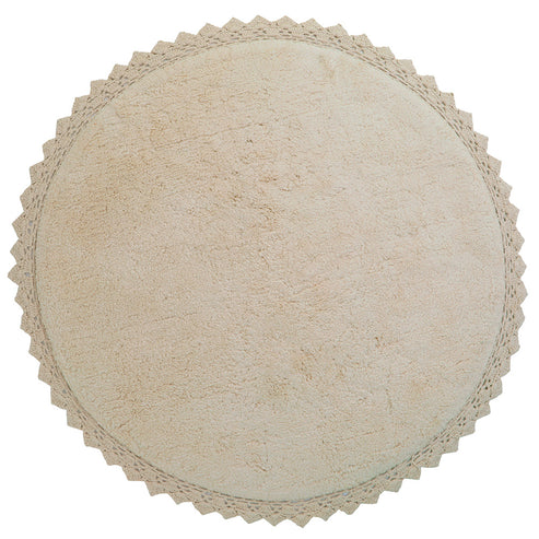 Perla Crochet-Finish Round Cotton Rug – Sable, 3'7" (43")