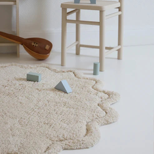 Sweet April Round Washable Cotton Kids' Rug – Ecru