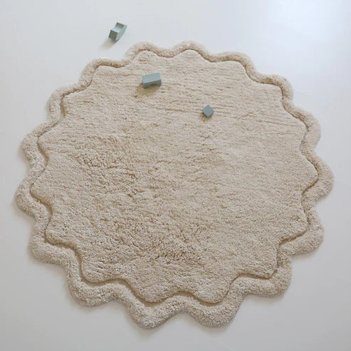 Sweet April Round Washable Cotton Kids' Rug – Ecru