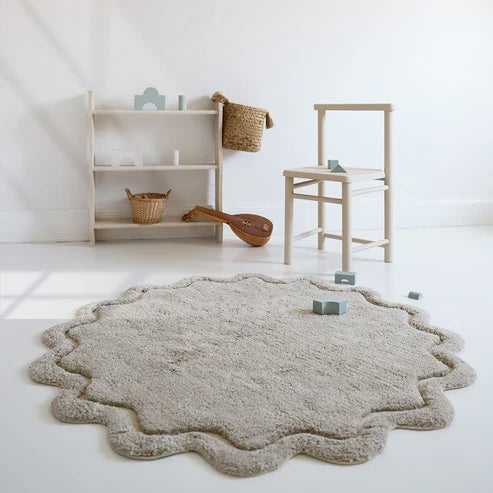 Sweet April Round Washable Cotton Kids' Rug – Linen