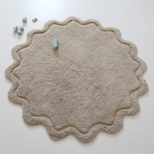 Sweet April Round Washable Cotton Kids' Rug – Linen