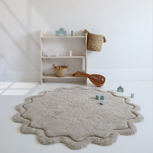 Sweet April Round Washable Cotton Kids' Rug – Linen