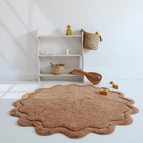 Sweet April Round Washable Cotton Kids' Rug – Toffee