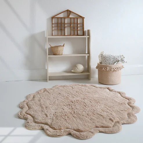 Sweet April Round Washable Cotton Kids' Rug – Nude