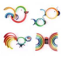 Load image into Gallery viewer, 12 Pcs Large Wooden Rainbow Stacking Blocks in Primary Colors

