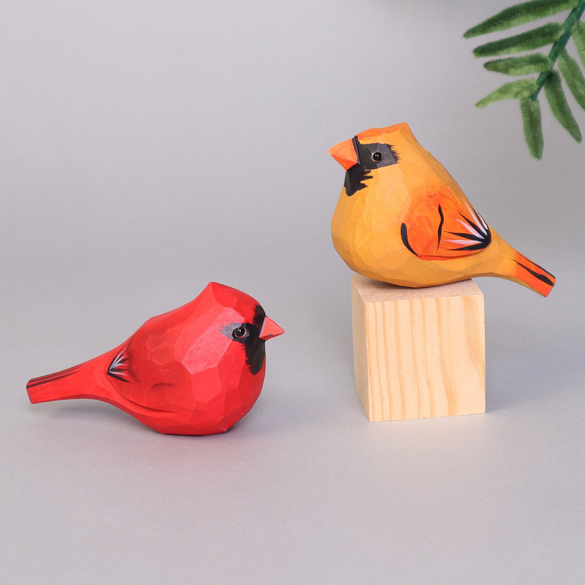 Kitsville Hand-Carved Wooden Cardinal Bird