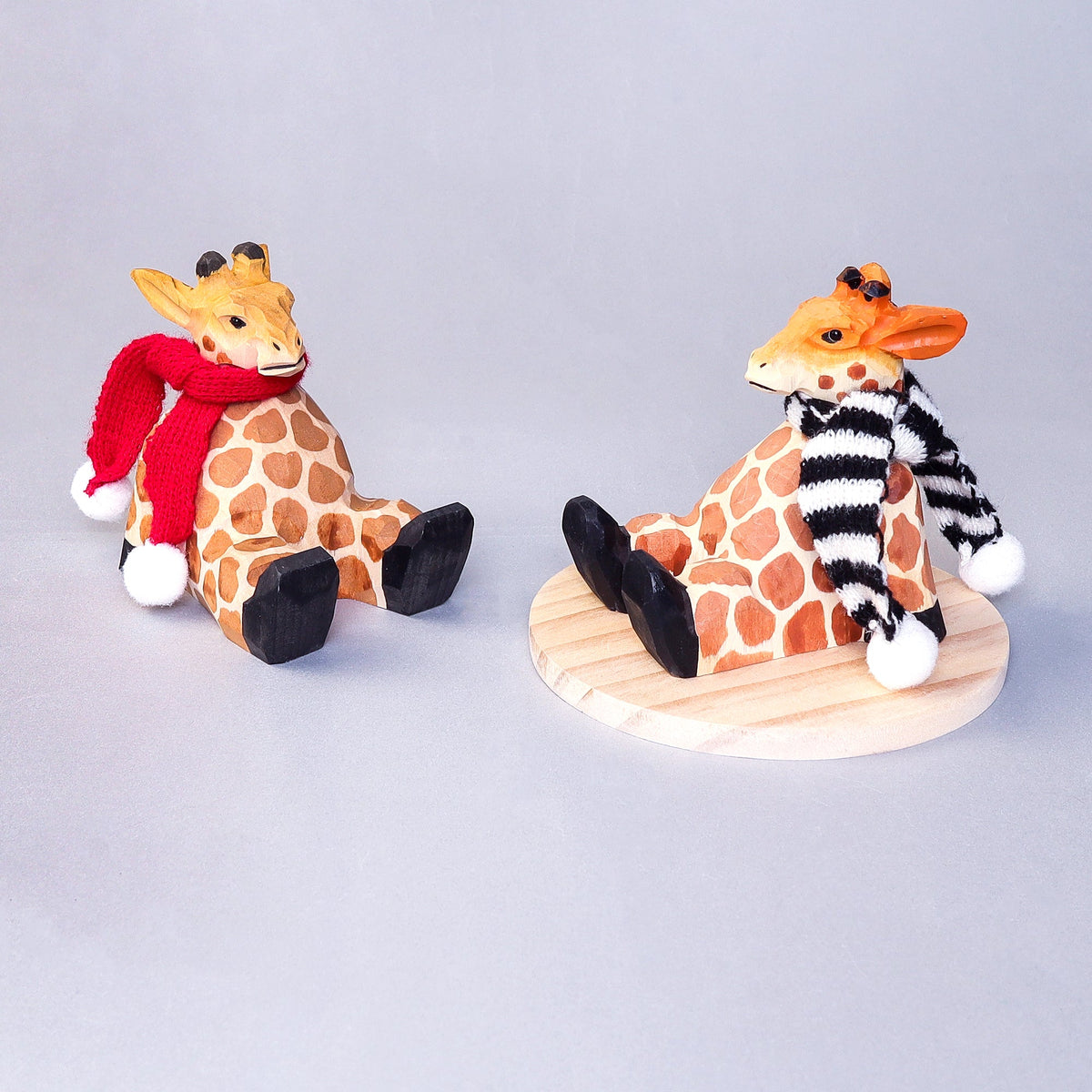 Kitsville Hand-Carved Wooden Giraffe Phone Stand