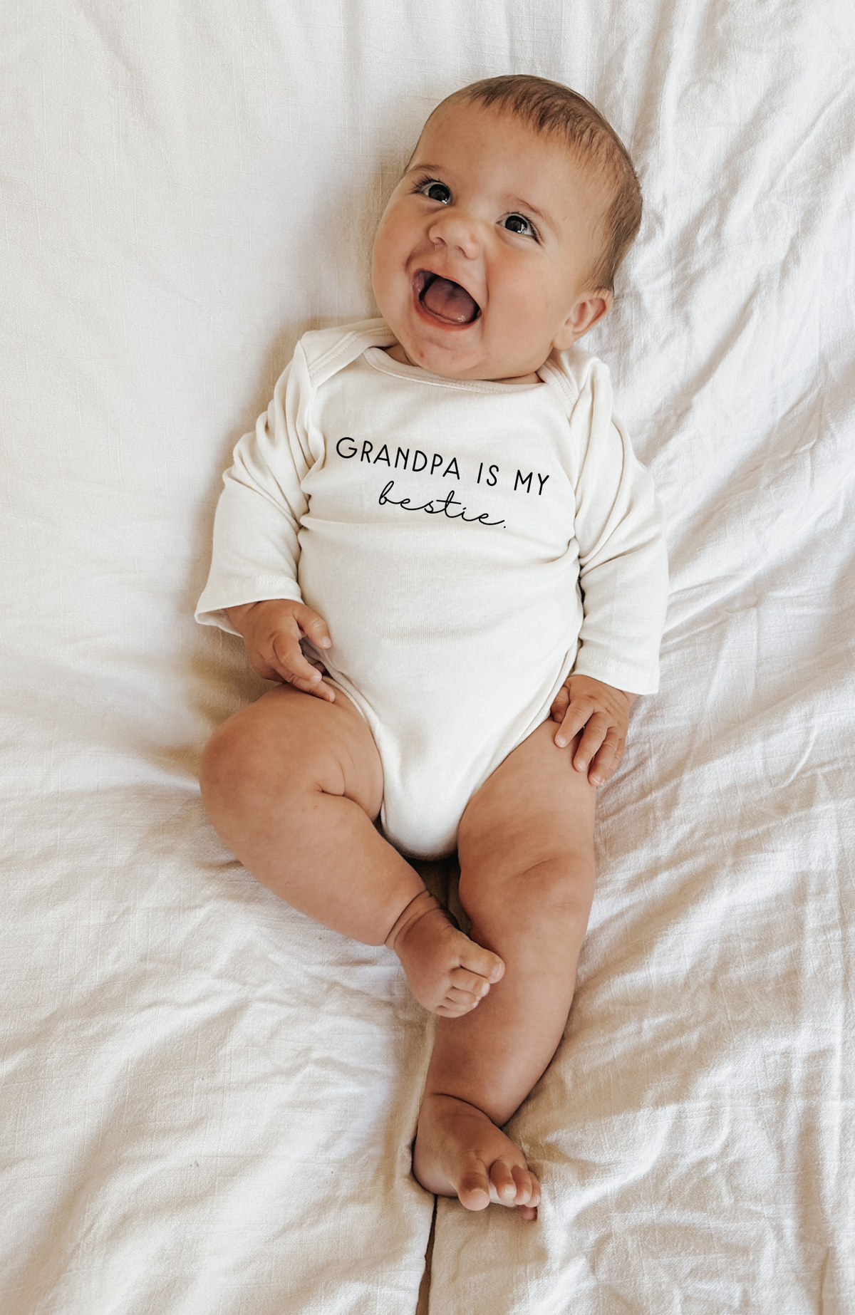Grandpa is My Bestie Organic Cotton Baby Bodysuit – Long Sleeve, 0–24M