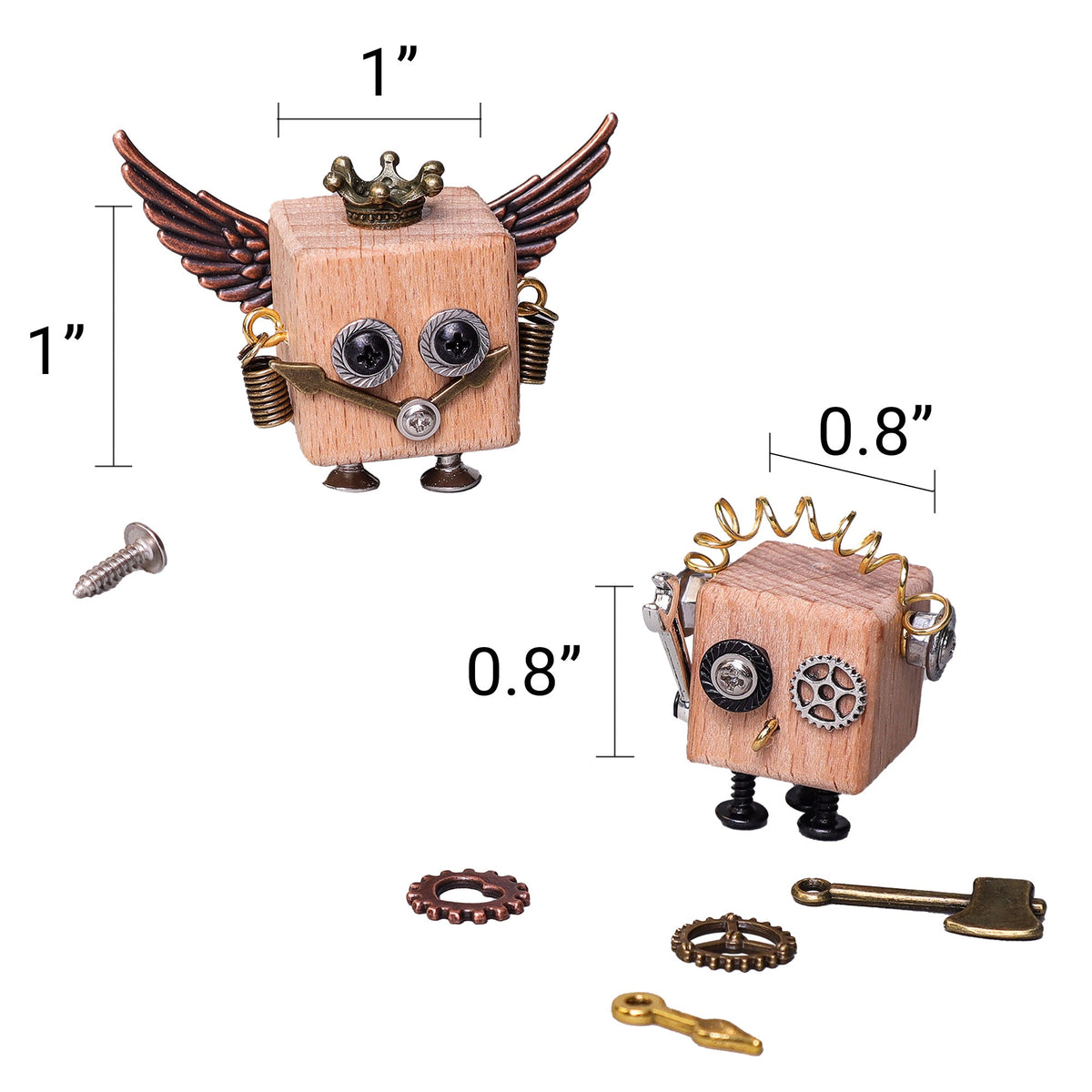 Kitsville Timberbot Kit – Build 2 Wooden Robots – Wooden DIY Craft Kit